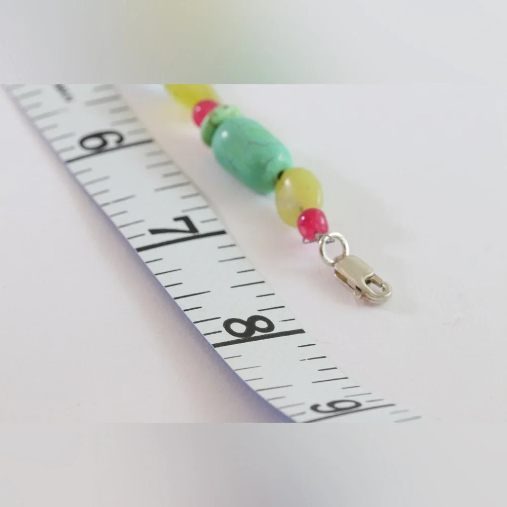 Handmade Turquoise & Aqua Gemstone Bracelet | Sterling Silver | 8”